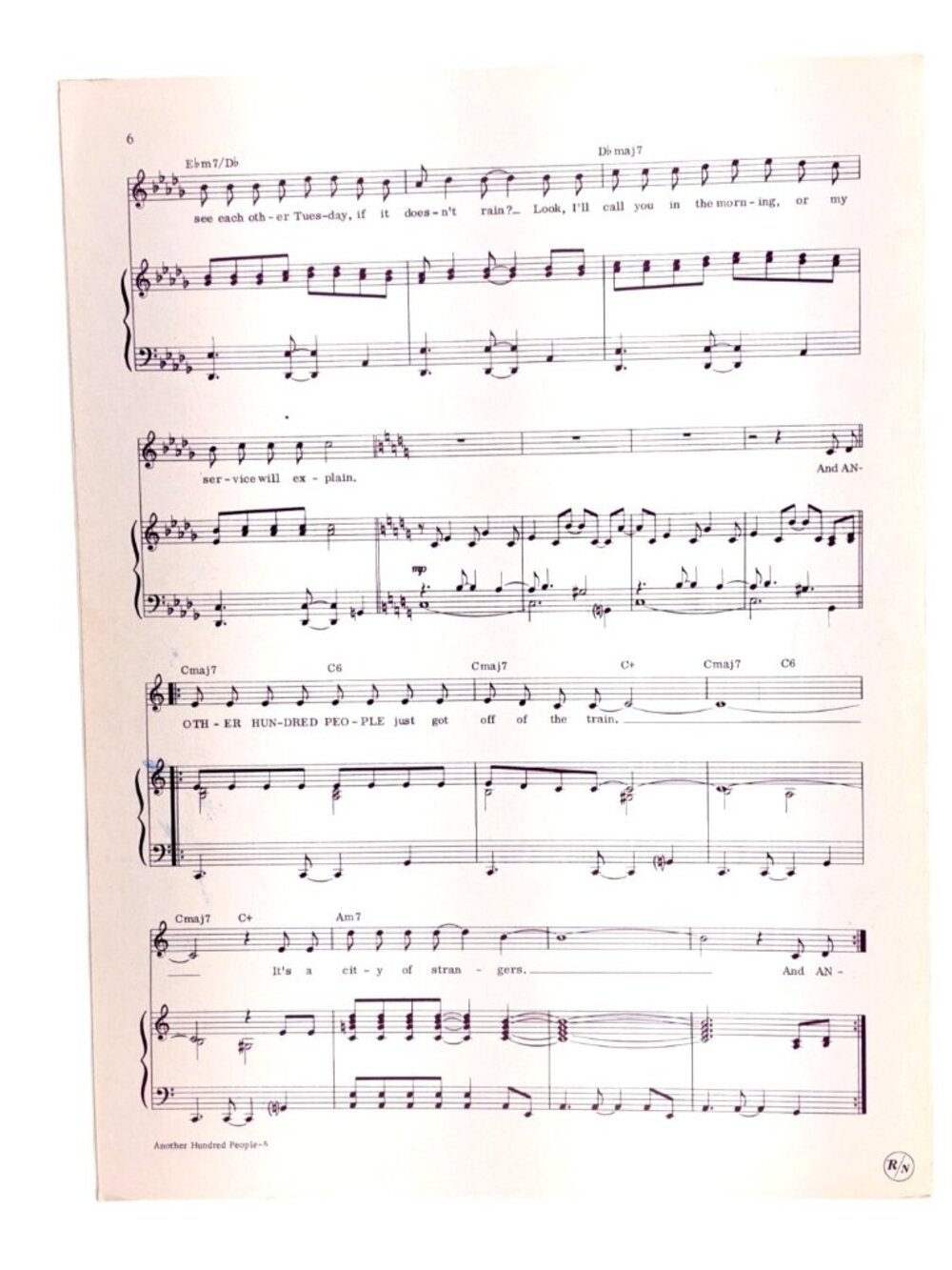 Vintage Another Hundred People Sheet Music Company Musical Pop Edition Sondheim - Picture 2 of 7